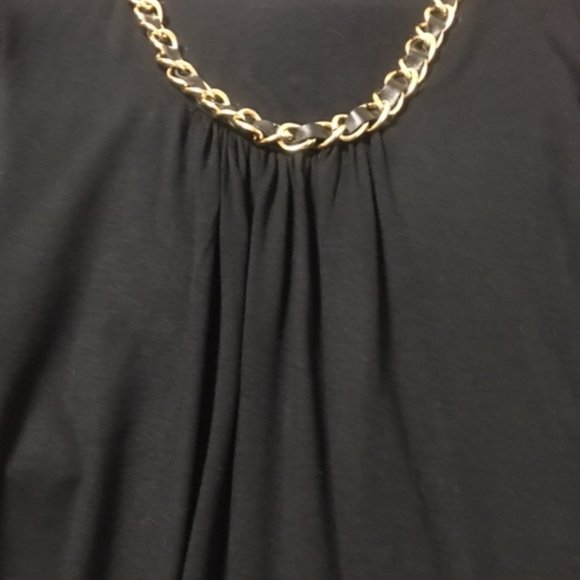 Spense Petite Black Top with Gold Chain Neckline L/XL - Picture 6 of 6